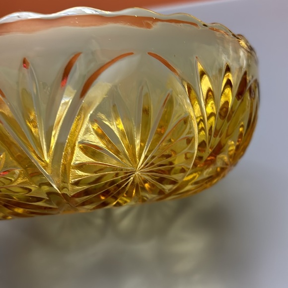 Vintage 1970s Amber Glass Bowl Anchor Hocking Candy Dish Honey Gold MCM Decor - Picture 3 of 8
